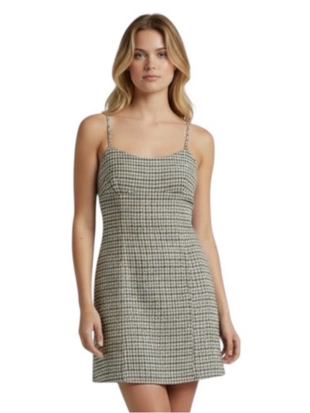 Emory Park Houndstooth Y2K Mini Dress with Adjustable Spaghetti Straps Small